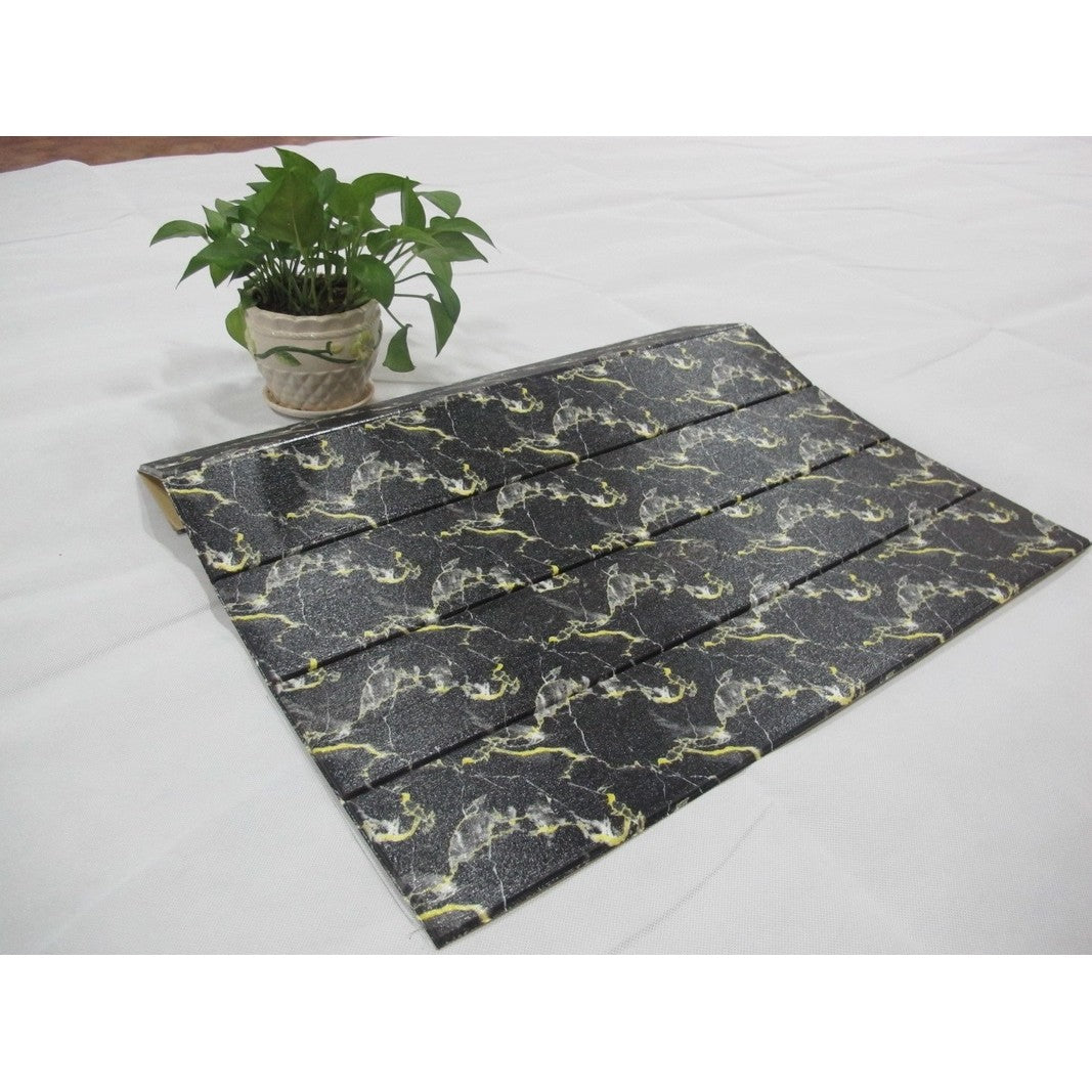 Set 10 Placi Tapet 3D, Flippy, 70 x 70 cm, Grosime 3 mm, din Rasina, Tip Placi de Lemn, Suprafata Acoperita 4.9 mp, Negru-1