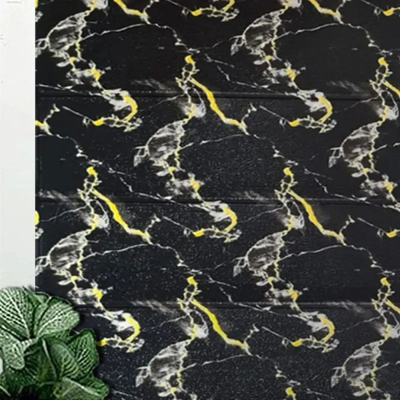 Set 10 Placi Tapet 3D, Flippy, 70 x 70 cm, Grosime 3 mm, din Rasina, Tip Placi de Lemn, Suprafata Acoperita 4.9 mp, Negru-2