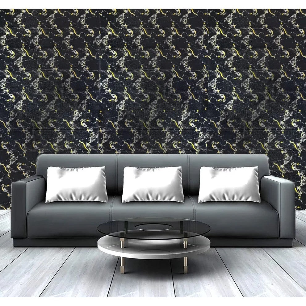 Set 10 Placi Tapet 3D, Flippy, 70 x 70 cm, Grosime 3 mm, din Rasina, Tip Placi de Lemn, Suprafata Acoperita 4.9 mp, Negru-3