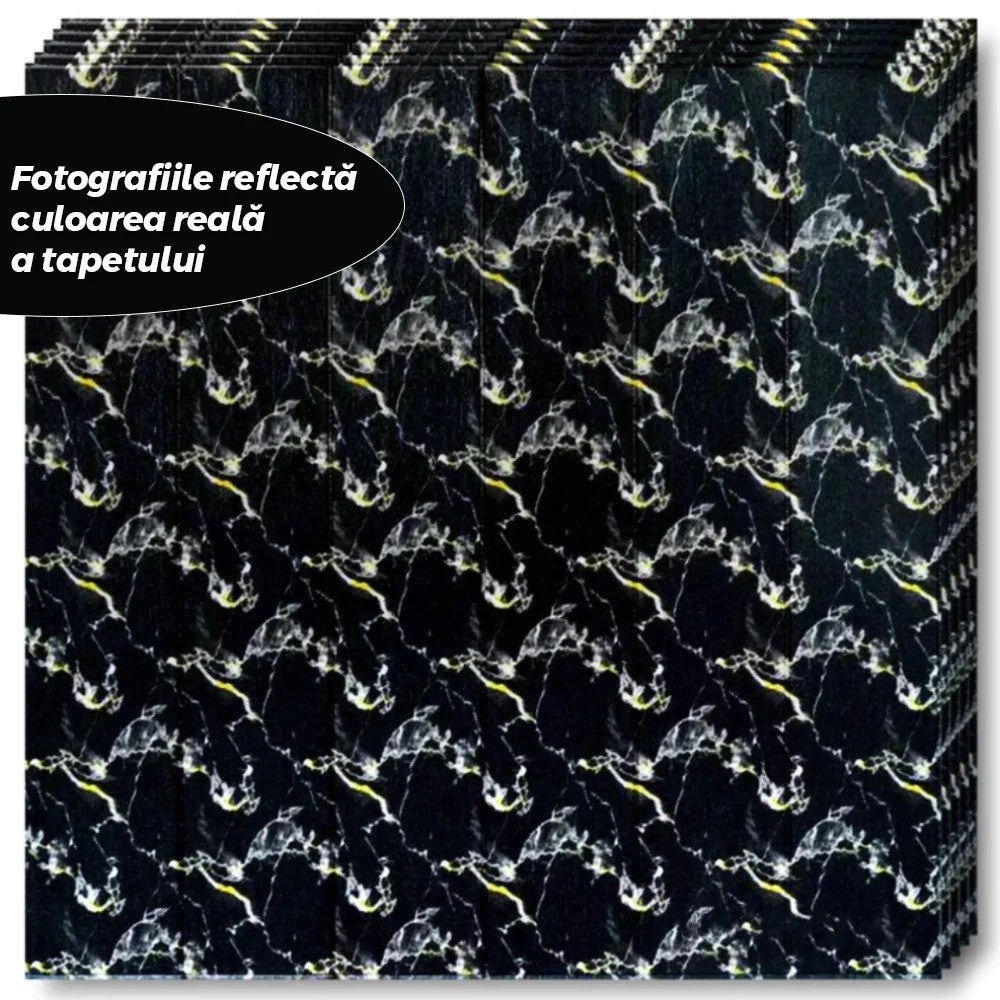 Set 10 Placi Tapet 3D, Flippy, 70 x 70 cm, Grosime 3 mm, din Rasina, Tip Placi de Lemn, Suprafata Acoperita 4.9 mp, Negru-6