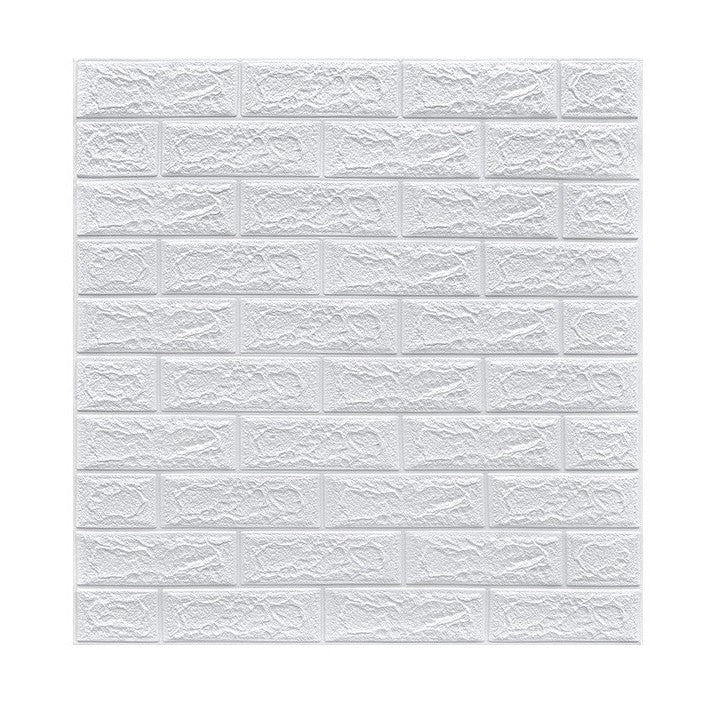 Set 10 Placi Tapet 3D, Flippy, 70 x 77 cm, Grosime 3 mm, din Polietilena, Model Caramida, Suprafata acoperita 5.3 mp, Alb-0