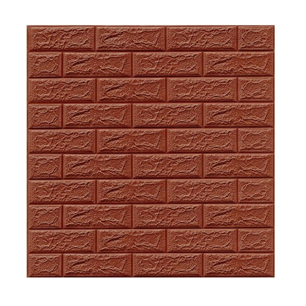 Set 10 Placi Tapet 3D, Flippy, 70 x 77 cm, Grosime 3 mm, din Polietilena, Model Caramida, Suprafata acoperita 5.3 mp, Maro-0