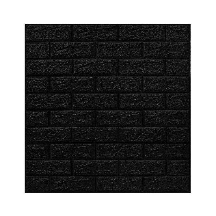 Set 10 Placi Tapet 3D, Flippy, 70 x 77 cm, Grosime 3 mm, din Polietilena, Model Caramida, Suprafata acoperita 5.3 mp, Negru-0
