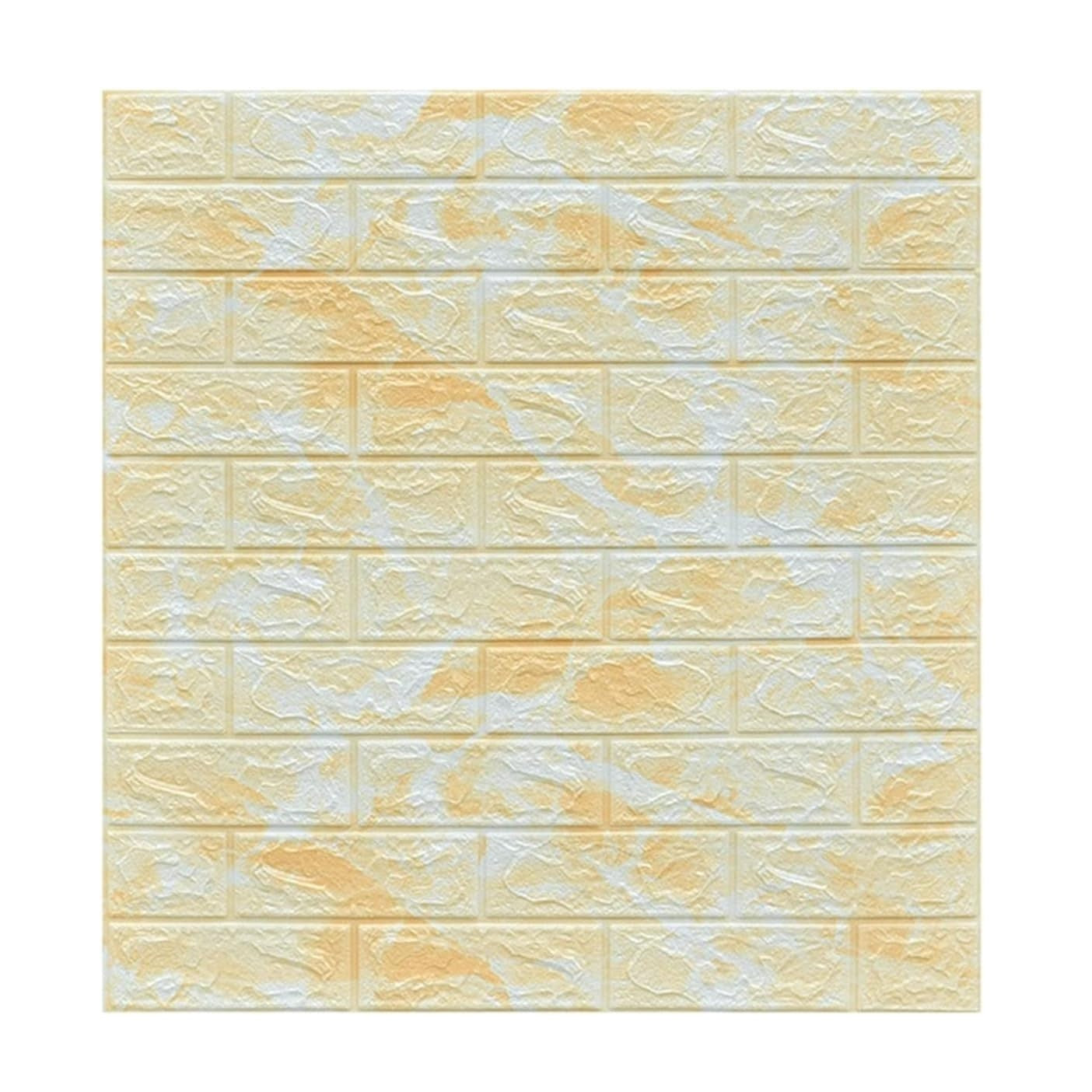 Set 10 Placi Tapet 3D, Flippy, 70 x 77 cm, Grosime 3 mm, din Polietilena, Model Caramida, Suprafata acoperita 5.3 mp, Marmura Galbena-0