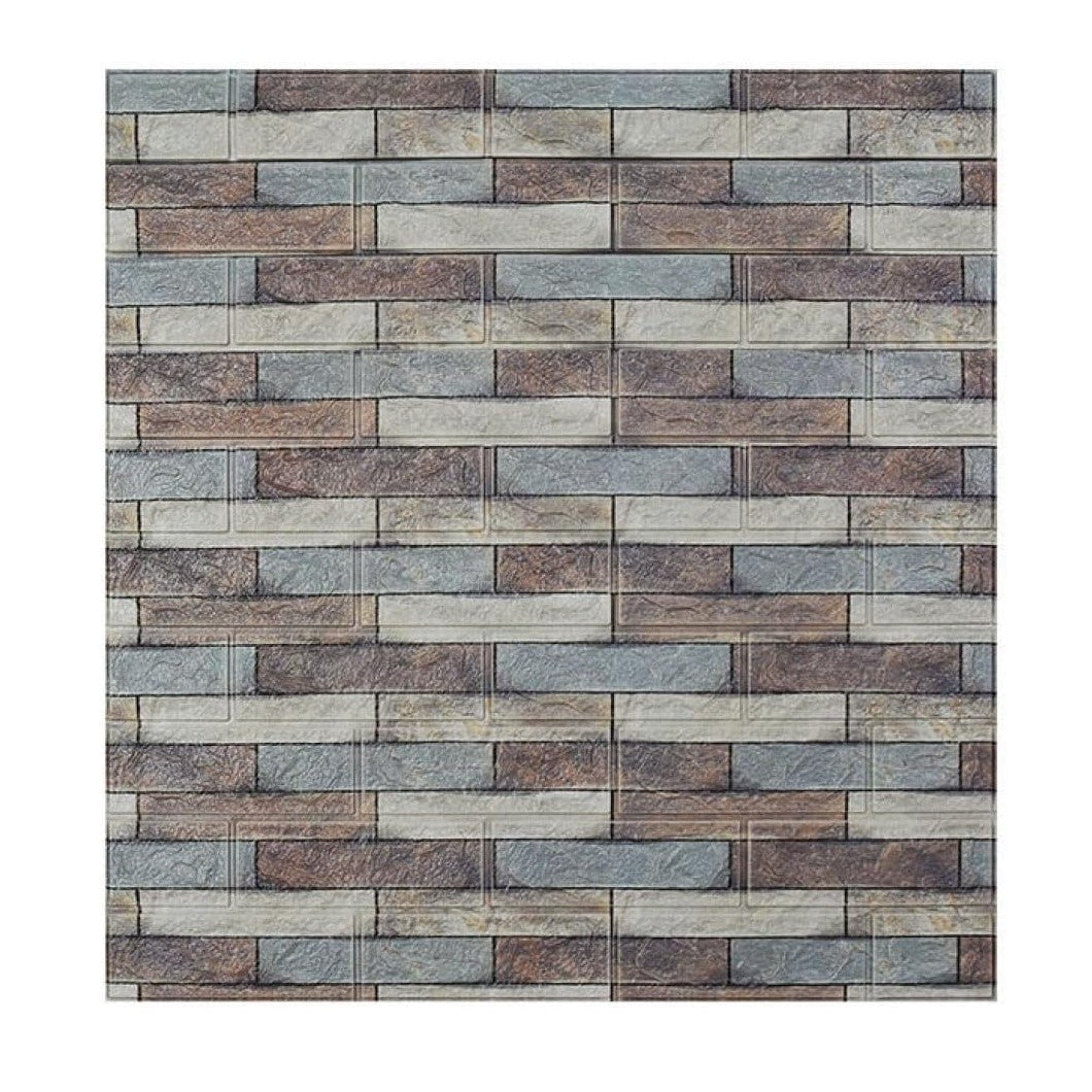 Set 10 Placi Tapet 3D, Flippy, 70 x 77 cm, Grosime 3 mm, din Polietilena, Model Caramida, Suprafata acoperita 5.3 mp, Piatra Colorata-0