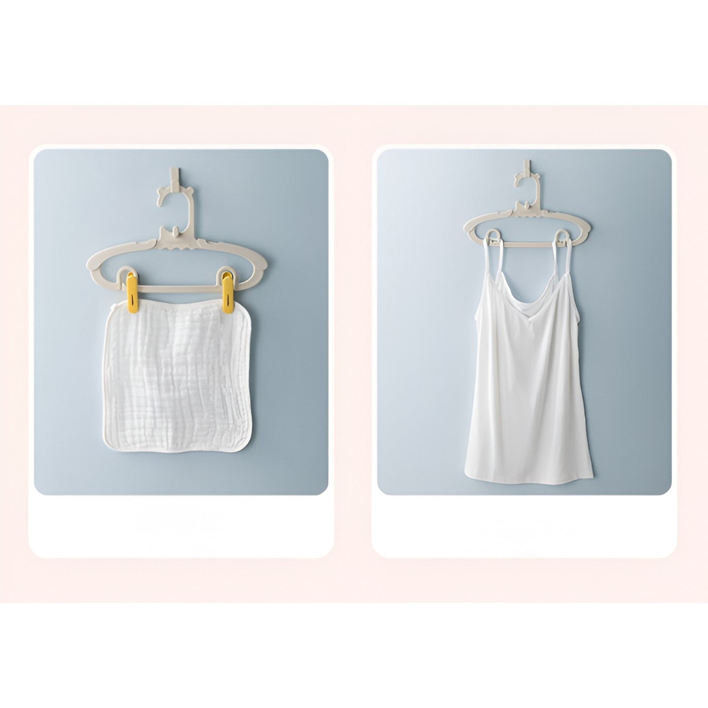 Set 10 Umerase pentru Copii, Flippy, Potrivite pentru Uscarea si Depozitarea Hainelor de Bebelusi, 28x16.7 cm, Crem-3