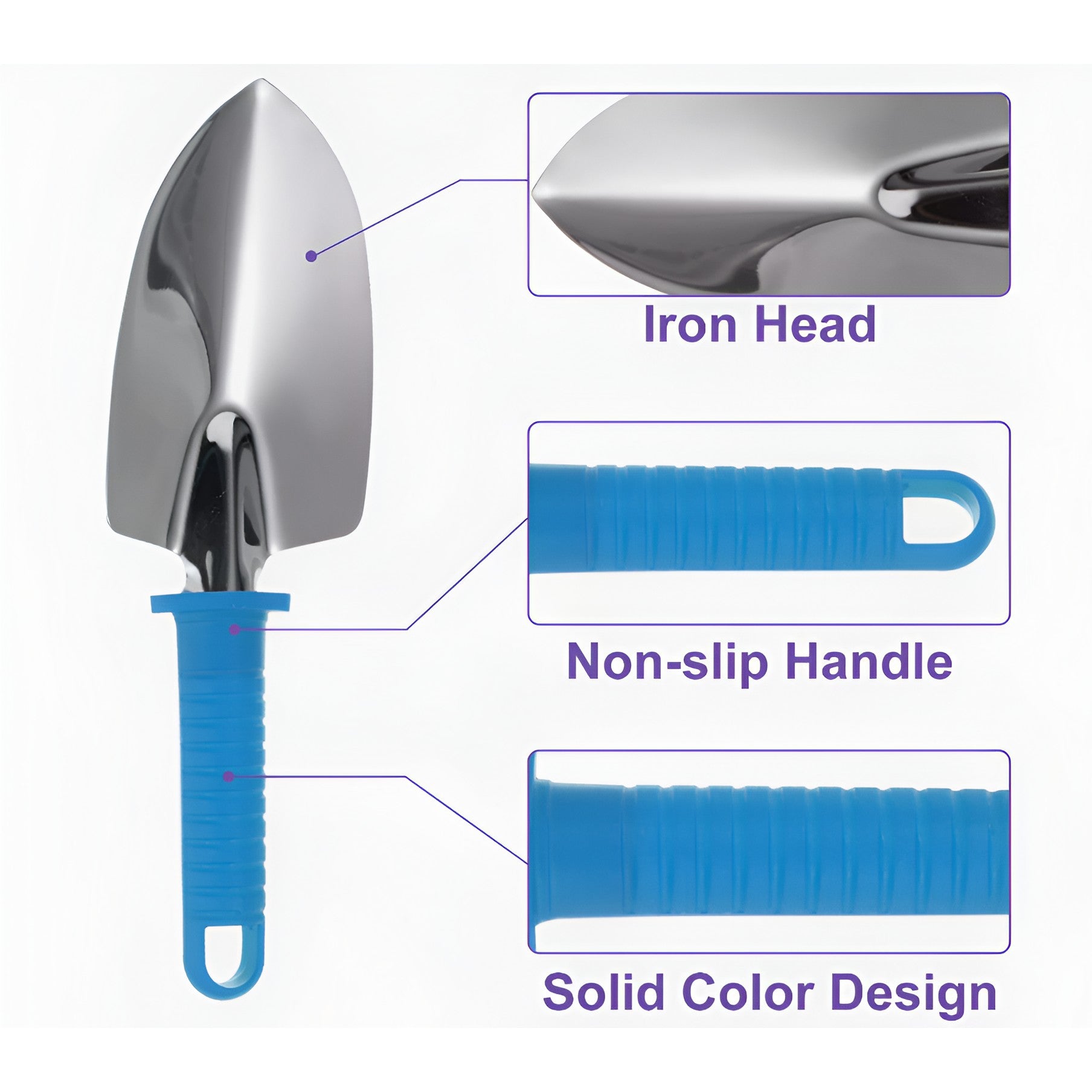 Set 10 Unelte de Gradina, Flippy, pentru Plantare Prelucrare Sol si Ingrijire Plante, Manere Albastre, Material PVC si Otel Inoxidabil, Cutie Inclusa, 37x28x7 cm, Negru-9