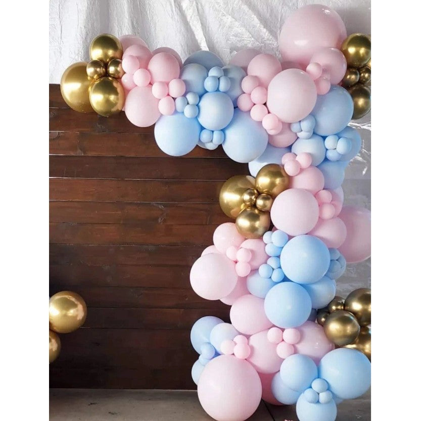 Set 106 Baloane din Latex, Flippy, Model Petrecere pentru Arcada, Baloane Party, 12 cm, 30 cm, 45 cm, Roz, Albastru, Gold-1