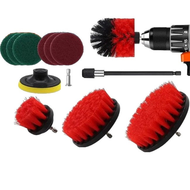 Set 12 Accesorii pentru Curatare Auto, Flippy, Interior si Exterior, Rosu-0