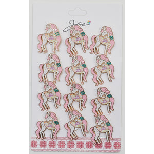 Set 12 Brose Martisor pentru Copii Unicorn cu Par Roz Esti Unica-0