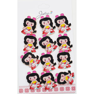 Set 12 Brose Martisor pentru Copii Fetita cu Mesaj Zambeste-0