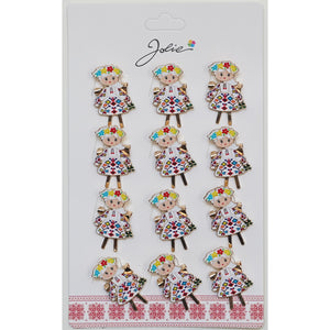 Set 12 Brose Martisor Primavara Fata Traditionala cu Coronita-0