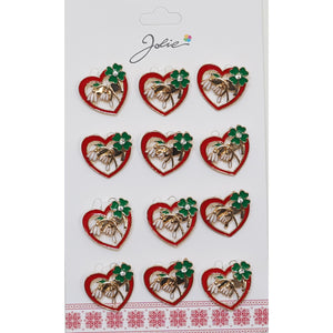 Set 12 Brose Martisor Primavara Inima cu Ghiocei si Trifoi-0