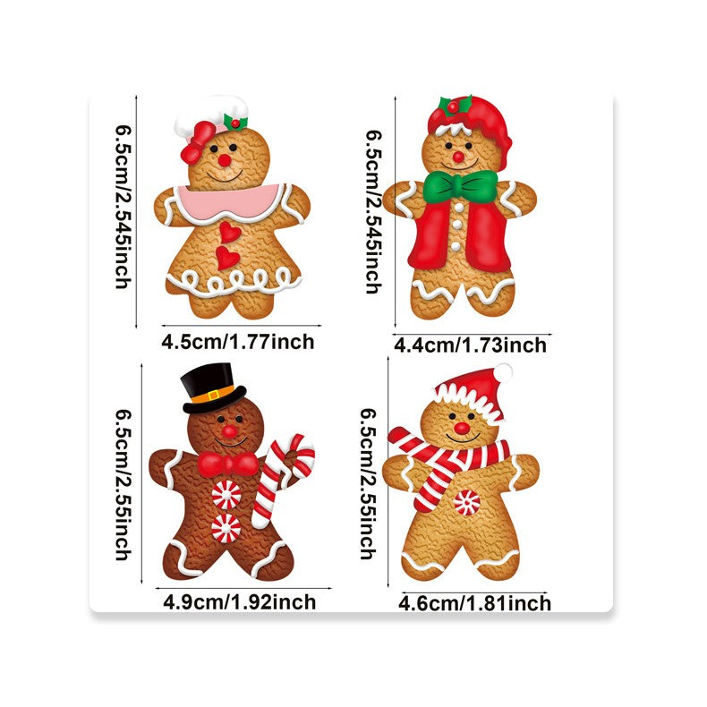 Set 12 Decoratiuni de Craciun din Lemn, Flippy, cu Snur pentru Agatare in Brad, Model Prajituri Omuleti, Dimensiuni Diferite, 2 Modele, Multicolor-1