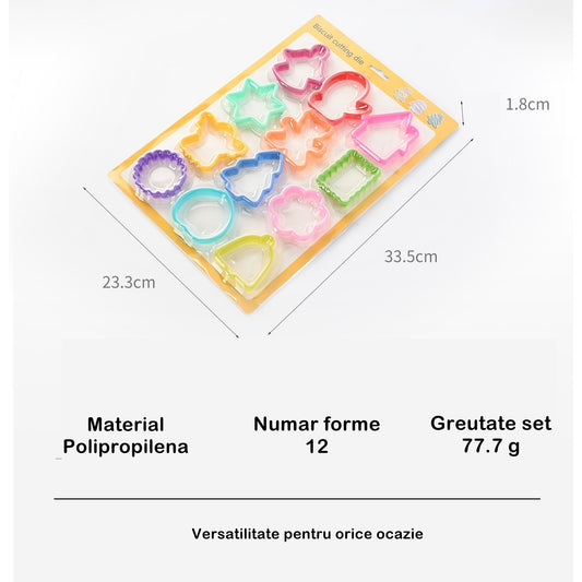 Set 12 forme pentru prajituri Flippy, material polipropilena, diverse forme, pentru orice ocazie, adancime 1.6 cm, 23.3 x 33.5 x 1.8 cm, multicolor-1