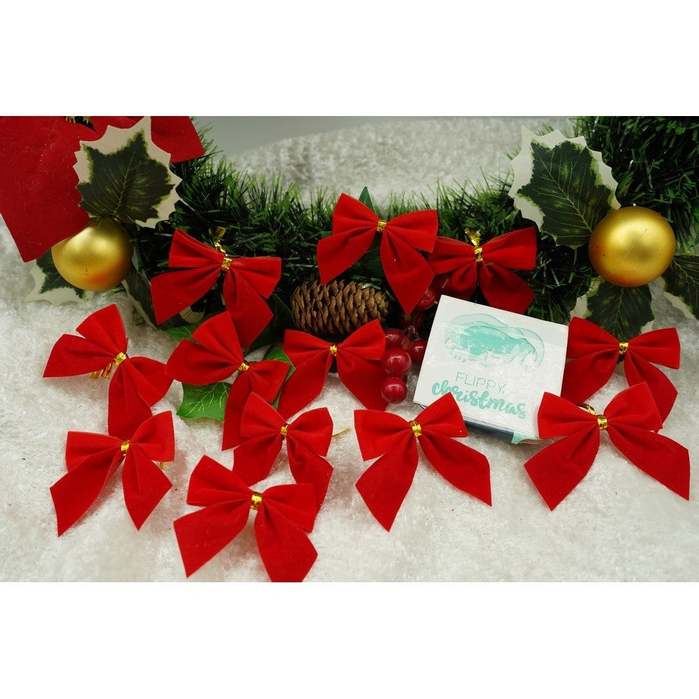 Set 12 fundite pentru brad, Rosii, clasice , 5 x 5 cm, din poliester, Flippy-2