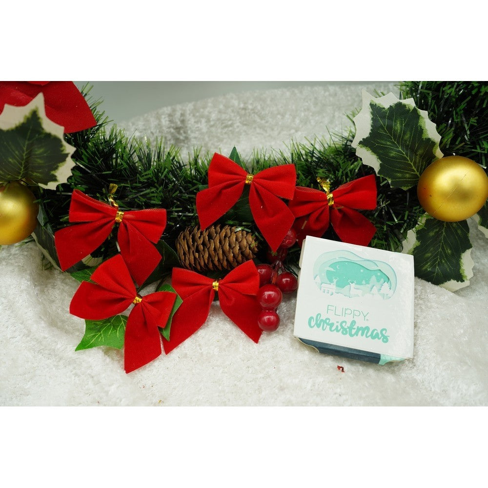 Set 12 fundite pentru brad, Rosii, clasice , 5 x 5 cm, din poliester, Flippy-3