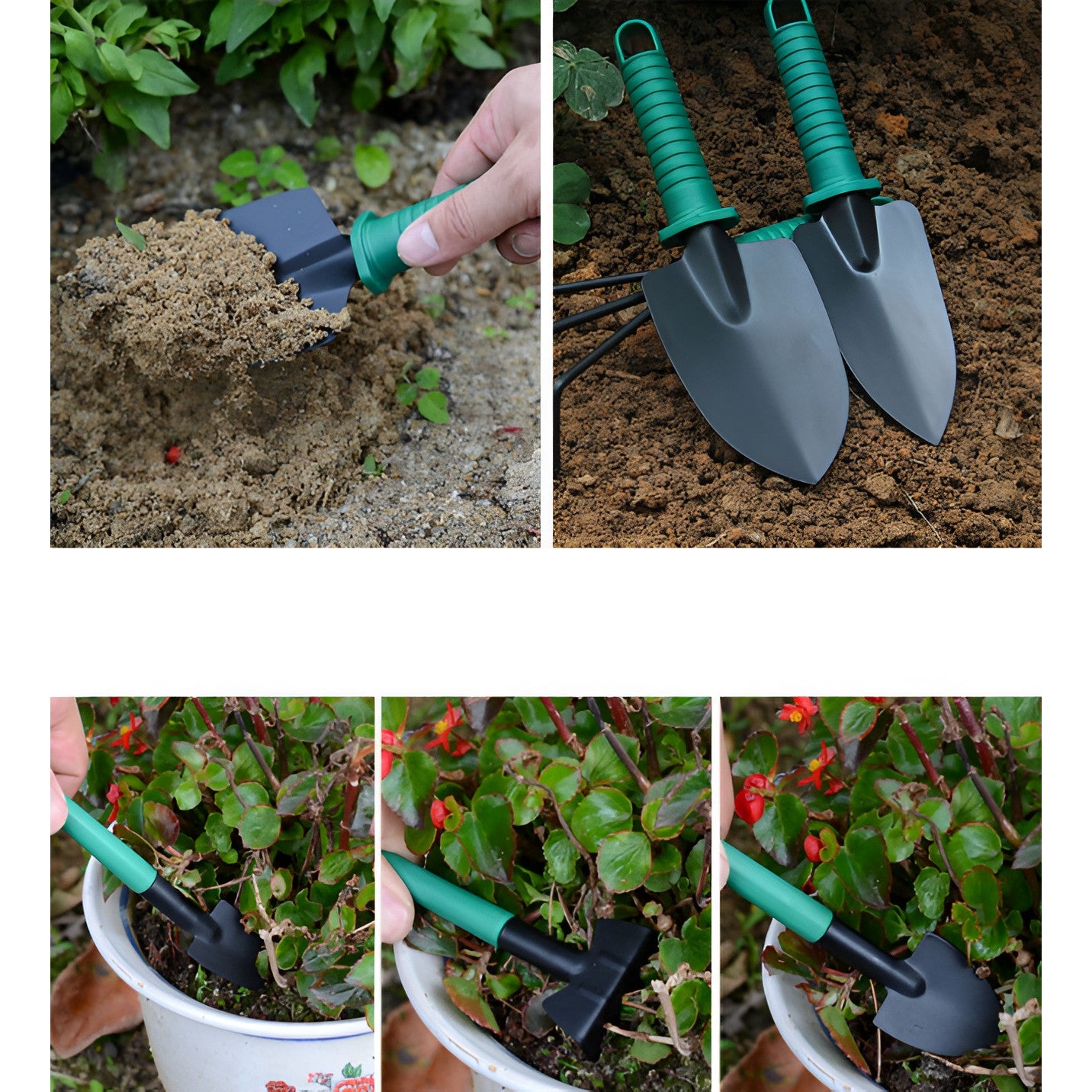 Set 12 Unelte de Gradina, Flippy, pentru Plantare Prelucrare Sol si Ingrijire Plante, Material PVC si Cardboard, Cutie Inclusa, 37x28 cm, Verde deschis-3