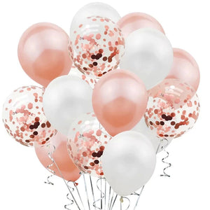 Set 15 baloane pentru petrecere, Flippy, rose gold/ alb, 30 cm-0