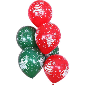 Set 16 Baloane din Latex, Flippy, Model Merry Christmas, Tematica Craciun, 25 cm, Verde Rosu-0