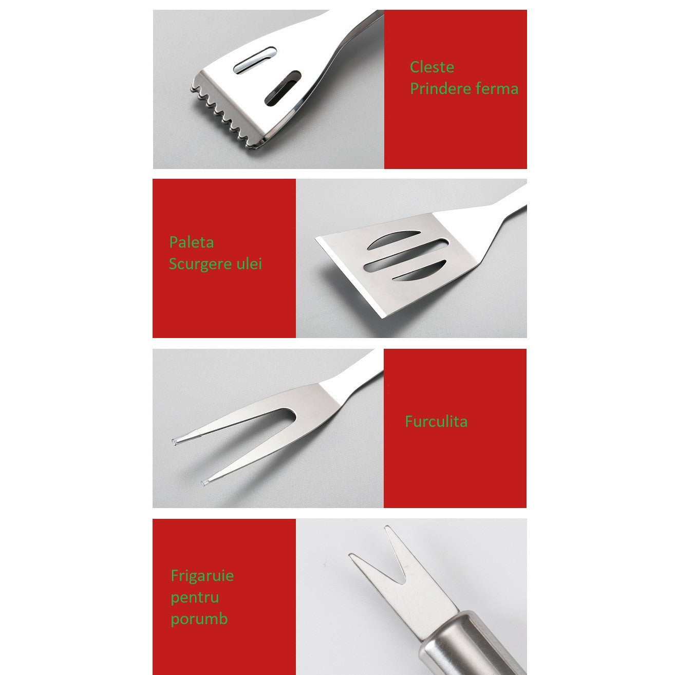 Set 16 Ustensile pentru Gratar, Flippy, din Otel Inoxidabil, Geanta Oxford, Argintiu-2