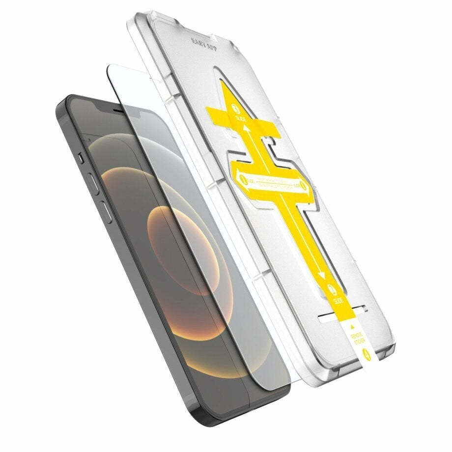 Set 2 folii sticla securizata cu sistem de montare usor si rapid Full Cover 3D Flippy compatibila cu Apple iPhone 12 Pro Max Negru-3