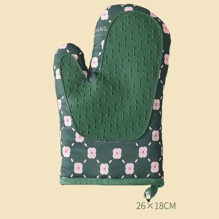 Set 2 manusi cuptor Flippy, manusa de bucatarie, rezistenta 330 grade, textil si cauciuc, 26.5x18 cm, verde-1