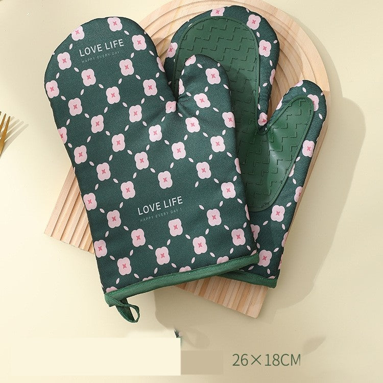 Set 2 manusi cuptor Flippy, manusa de bucatarie, rezistenta 330 grade, textil si cauciuc, 26.5x18 cm, verde-2