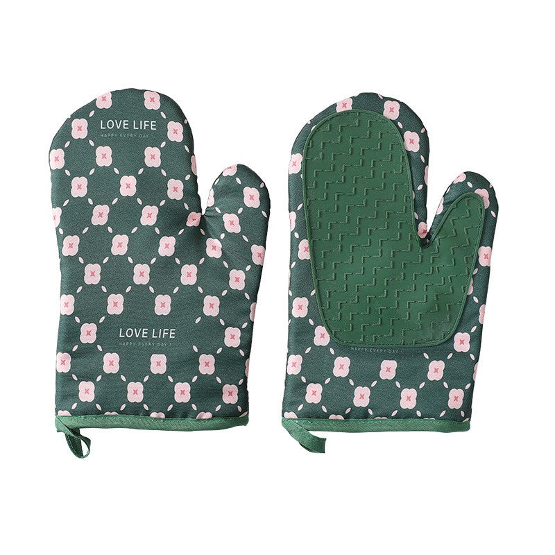 Set 2 manusi cuptor Flippy, manusa de bucatarie, rezistenta 330 grade, textil si cauciuc, 26.5x18 cm, verde-0
