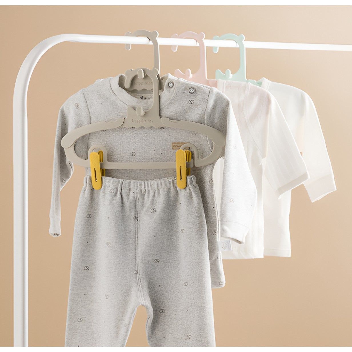 Set 20 de Cleme pentru Haine, Flippy, de Prindere pentru Pantaloni, Atasabile la Umerase, 1.6x2.3x6.35 cm, Galben-2