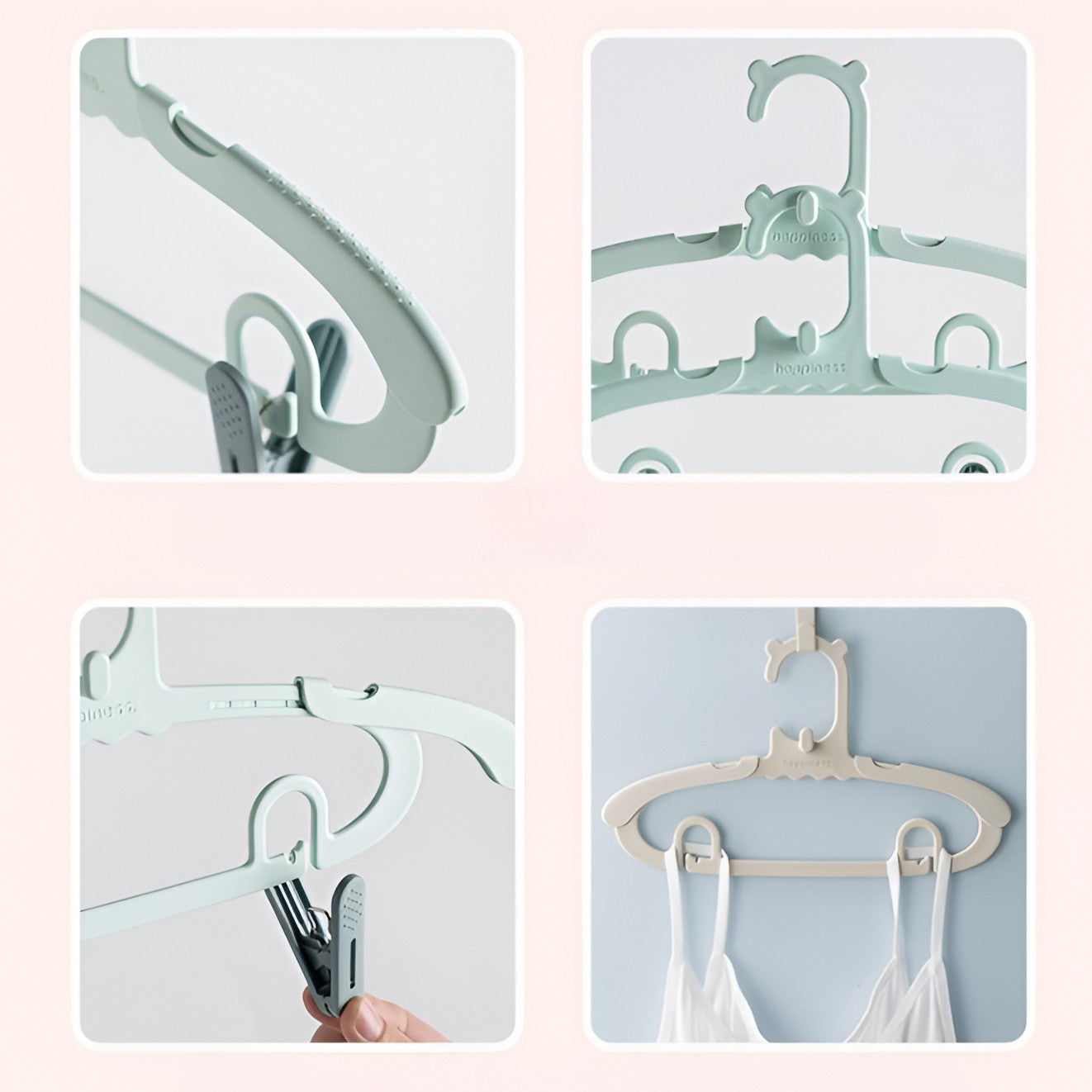 Set 20 de Cleme pentru Haine, Flippy, de Prindere pentru Pantaloni, Atasabile la Umerase, 1.6x2.3x6.35 cm, Verde-1