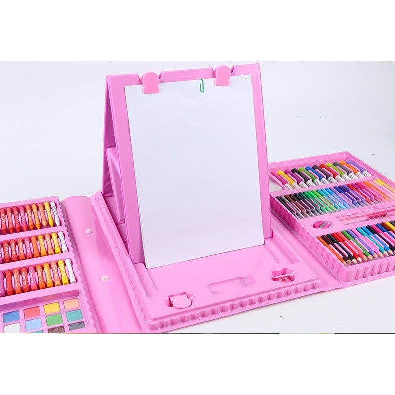 Set 208 Piese, Complet pentru Pictura si Desen, Flippy, Tip Servieta, 3-12 Ani, 32.6 x 27.7 x 6 cm, Roz-1