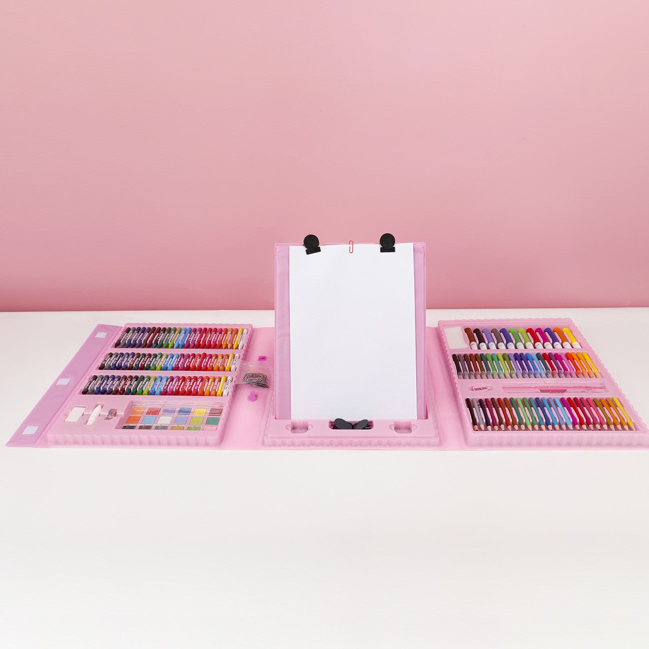 Set 208 Piese, Complet pentru Pictura si Desen, Flippy, Tip Servieta, 3-12 Ani, 32.6 x 27.7 x 6 cm, Roz-3