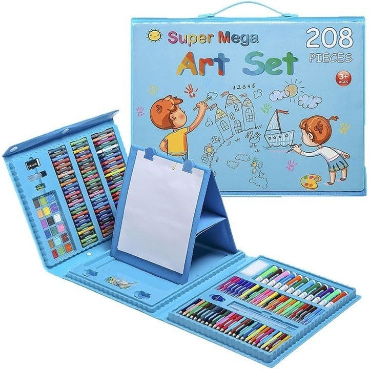 Set 208 Piese, Complet pentru Pictura si Desen, Flippy, Tip Servieta, 3-12 Ani, 40.5 x 5 x 30 cm, Albastru-2