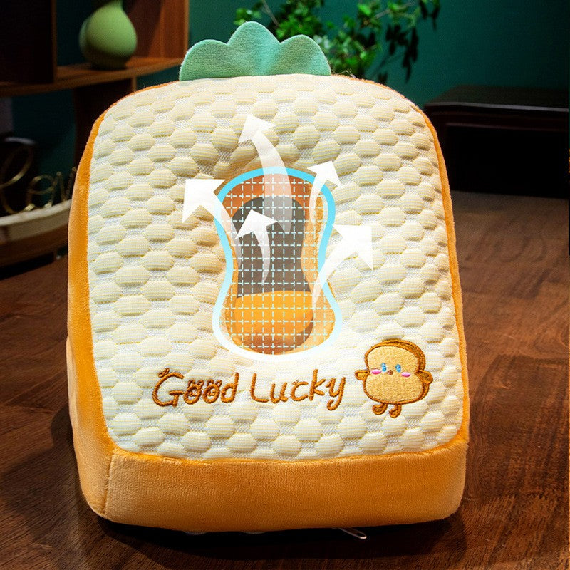 Set 2in1 Patura Microfibra si Perna din Spuma, Flippy, pentru Birou, Calatorii, Pauze, Model Paine, Microfibra, 1x1.7 m, 30x35x30 cm, Maro-3