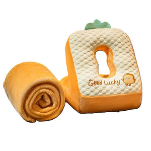 Set 2in1 Patura Microfibra si Perna din Spuma, Flippy, pentru Birou, Calatorii, Pauze, Model Paine, Microfibra, 1x1.7 m, 30x35x30 cm, Maro-0