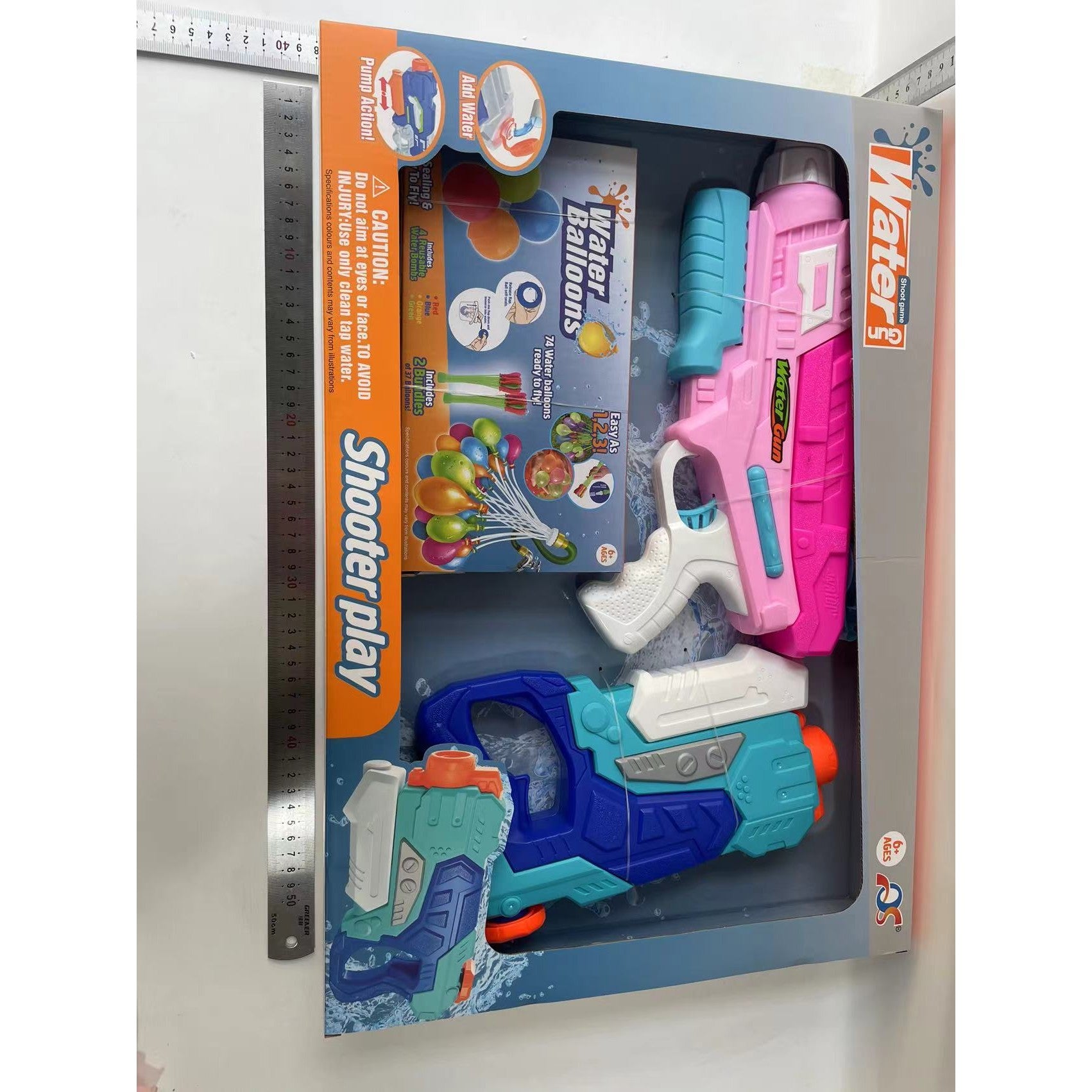 Set 2x Pistol cu Apa pentru Copii, Flippy, 6ani+, cu baloane de apa, Albastru + Roz, 1x 600 ML + 1x 550 ML-13