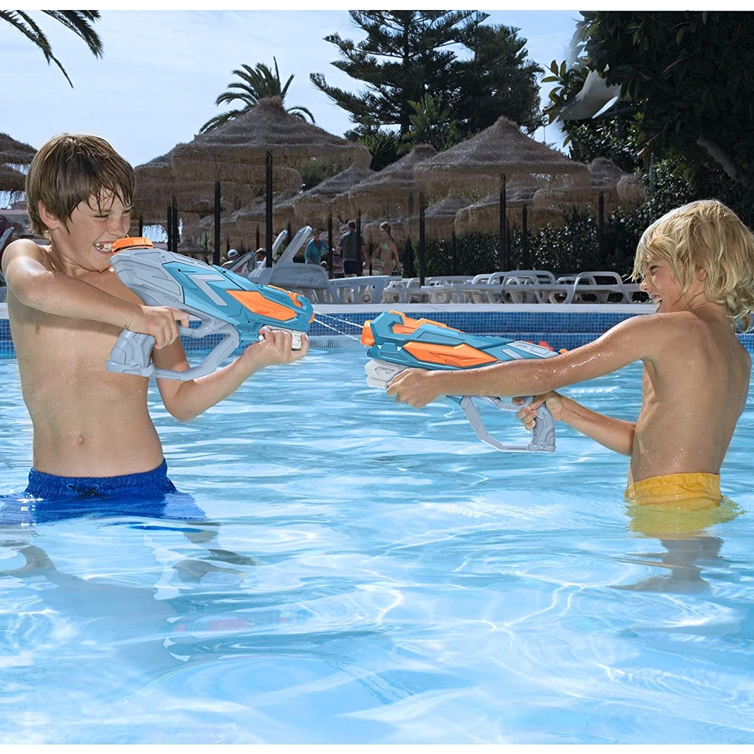 Set 2x Pistol cu Apa pentru Copii, Rezervor, Pentru Piscina/Plaja, Flippy, 6ani+, Roz + Albastru, 4 duze, 900 ML-6