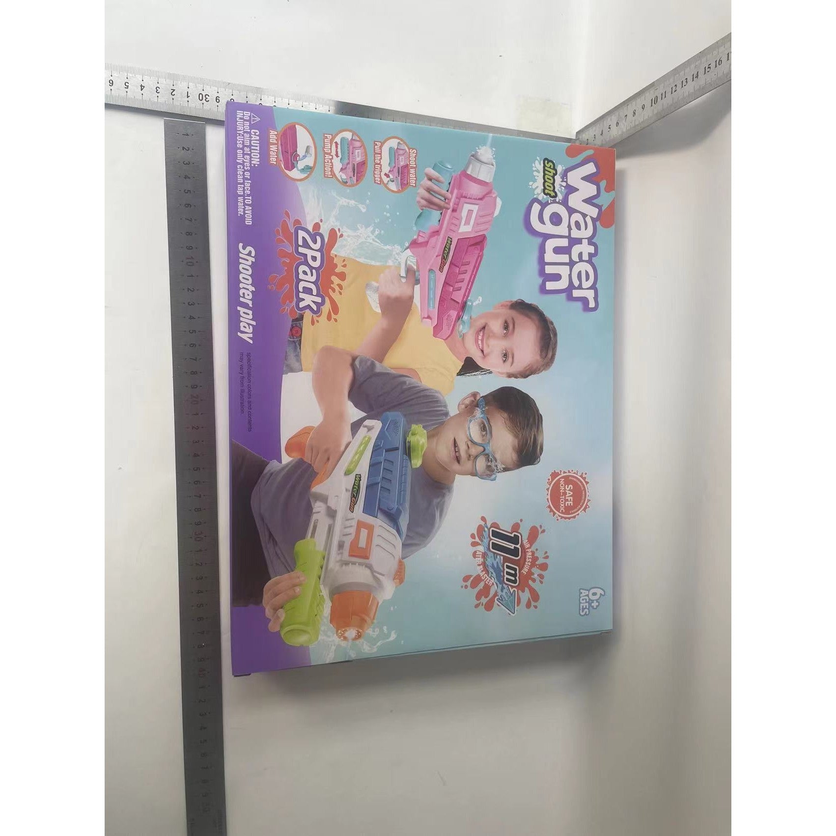 Set 2x Pistol cu Apa pentru Copii, Rezervor, Pentru Piscina/Plaja, Flippy, 6ani+, Roz + Albastru, 600 ML-9