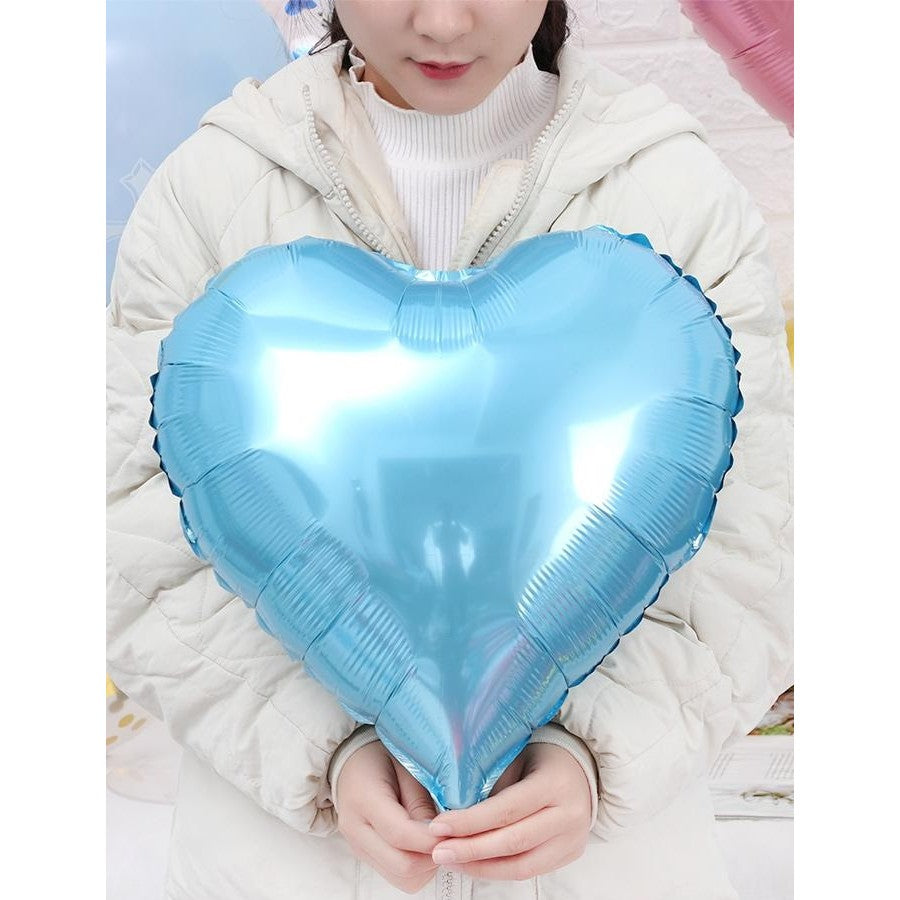 Set 3 Baloane din Folie Metalizata, Flippy, Figurina Inima, Tema Ziua Indragostitilor, 45 cm, Ambalaj Individual, Pai Inclus, Umflare cu Aer sau Heliu, Albastru/Argintiu-5
