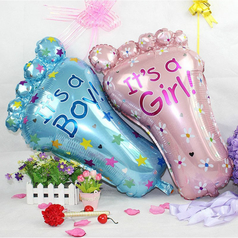 Set 3 Baloane din Folie Metalizata, Flippy, Figurine Picior 46x79 cm, Inima 45 cm, Stea 45cm, Model It's a Girl, Tema Gender Reveal, Ambalaj Individual, Pai Inclus, Umflare cu Aer sau Heliu, Roz-4