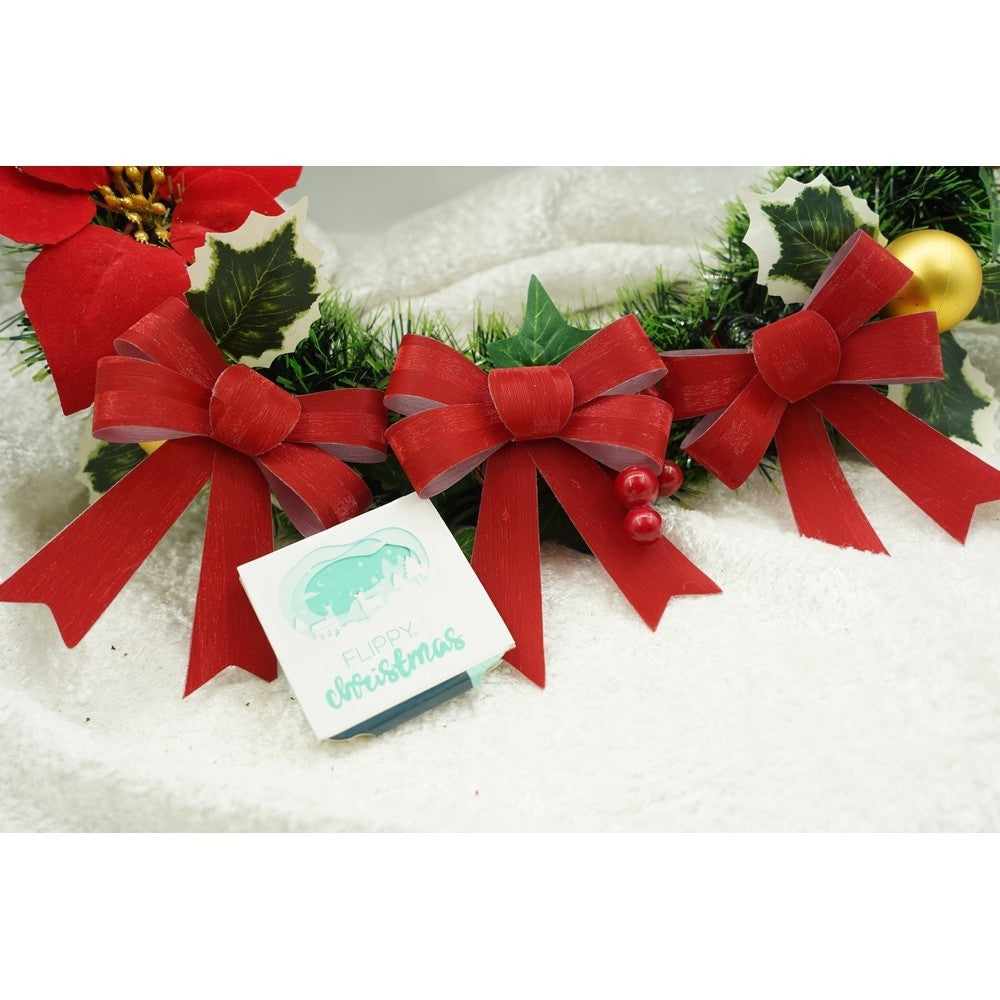 Set 3 fundite pentru brad, Rosii, 10 x 11 cm, din poliester, Flippy-1