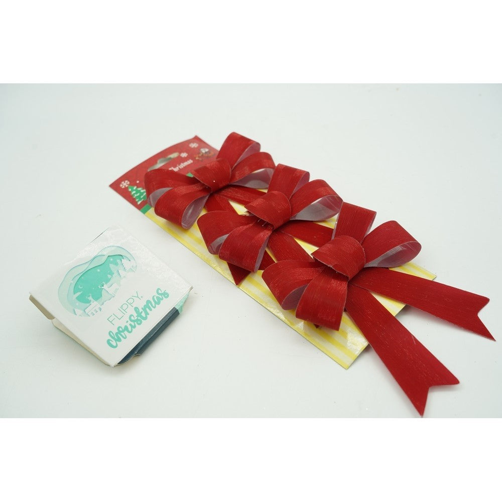 Set 3 fundite pentru brad, Rosii, 10 x 11 cm, din poliester, Flippy-2