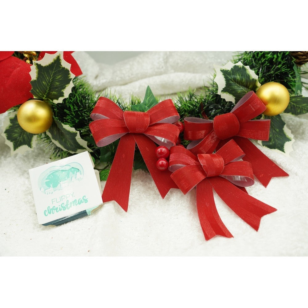 Set 3 fundite pentru brad, Rosii, 10 x 11 cm, din poliester, Flippy-4