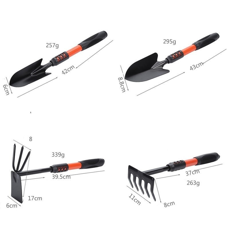 Set 4 Unelte de Gradina Flippy, Maner extensibil, pentru Plantare Prelucrare Sol si Ingrijire Plante, Material otel carbon, negru-7