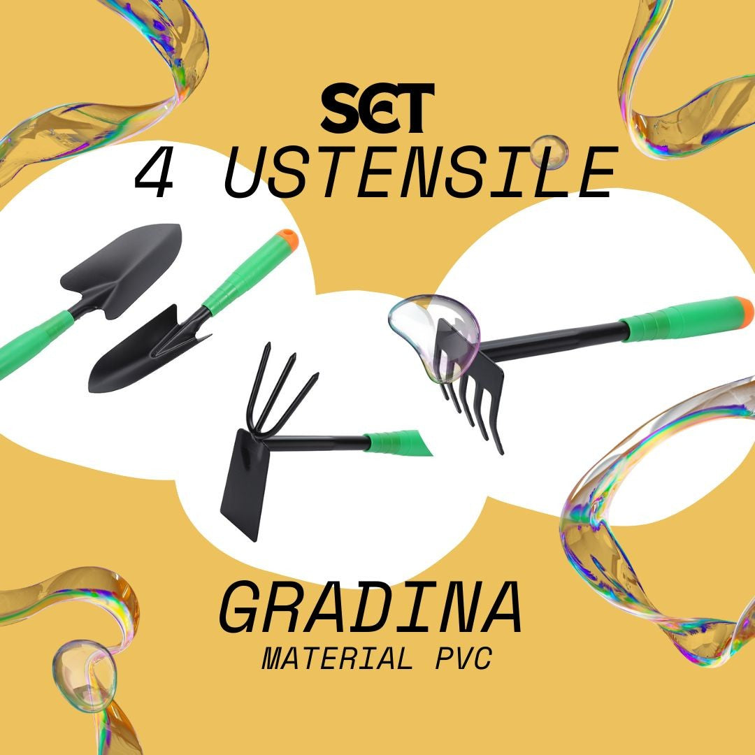 Set 4 Unelte de Gradina Flippy, pentru Plantare Prelucrare Sol si Ingrijire Plante, Material PVC si cardboard, 31.5 x 8.5 cm, verde-2