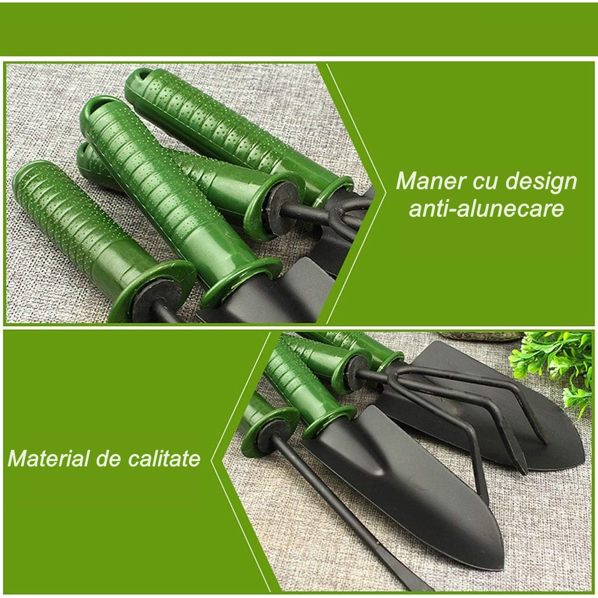 Set 4 Unelte de Gradina Flippy, pentru Plantare Prelucrare Sol si Ingrijire Plante, Material PVC si cardboard, 25 x 8.5 cm, verde-8