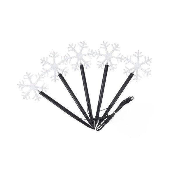 Set 5 Lampi LED cu baterii, de exterior Model Fulg de nea, pentru gradina, Flippy, 35.5 cm, Alb Cald-0
