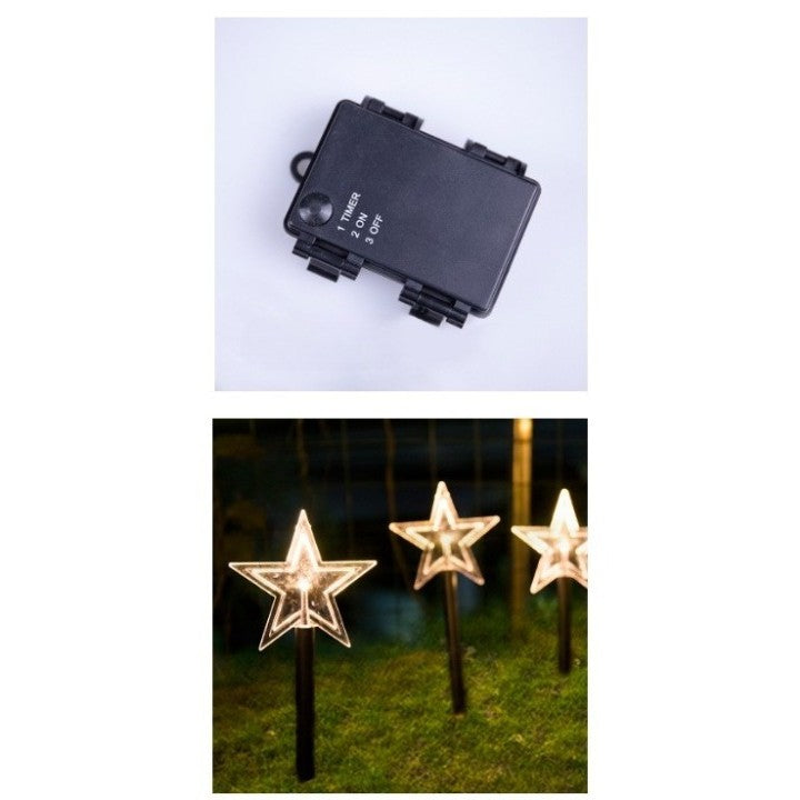 Set 5 Lampi LED cu baterii, de exterior Model Stea, pentru gradina, Flippy, 35.5 cm, Alb Cald-1