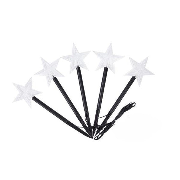 Set 5 Lampi LED cu baterii, de exterior Model Stea, pentru gradina, Flippy, 35.5 cm, Alb Cald-0